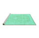 Sideview of Machine Washable Abstract Turquoise Modern Area Rugs, wshabs2126turq