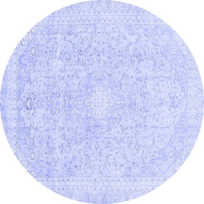 Round Machine Washable Abstract Blue Modern Rug, wshabs2126blu