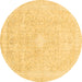 Round Abstract Brown Modern Rug, abs2126brn