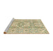 Sideview of Machine Washable Abstract Brass Green Rug, wshabs2127