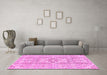 Machine Washable Abstract Pink Modern Rug in a Living Room, wshabs2127pnk