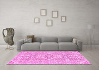 Machine Washable Abstract Pink Modern Rug, wshabs2127pnk