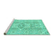 Sideview of Machine Washable Abstract Turquoise Modern Area Rugs, wshabs2127turq