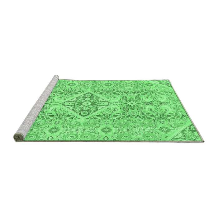 Sideview of Machine Washable Abstract Emerald Green Modern Area Rugs, wshabs2127emgrn