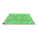 Sideview of Machine Washable Abstract Emerald Green Modern Area Rugs, wshabs2127emgrn