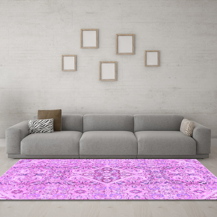 Machine Washable Abstract Purple Modern Area Rugs in a Living Room, wshabs2127pur