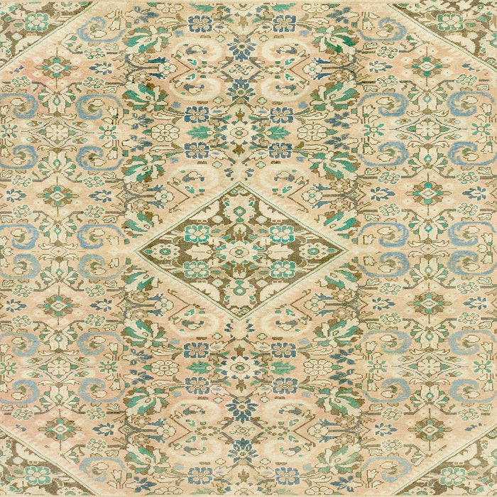 Square Machine Washable Abstract Brass Green Rug, wshabs2127