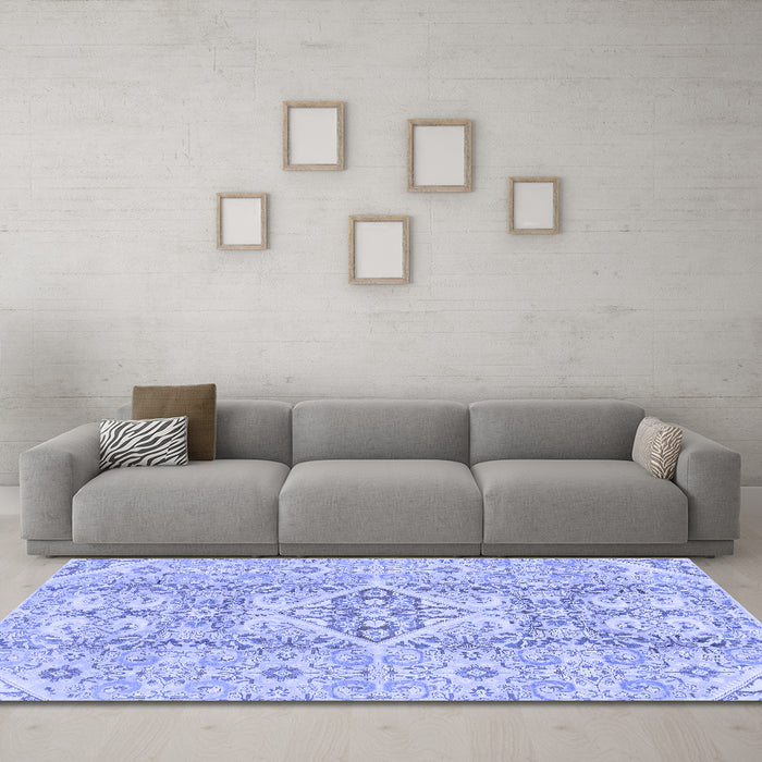 Machine Washable Abstract Blue Modern Rug in a Living Room, wshabs2127blu