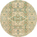 Round Machine Washable Abstract Brass Green Rug, wshabs2127