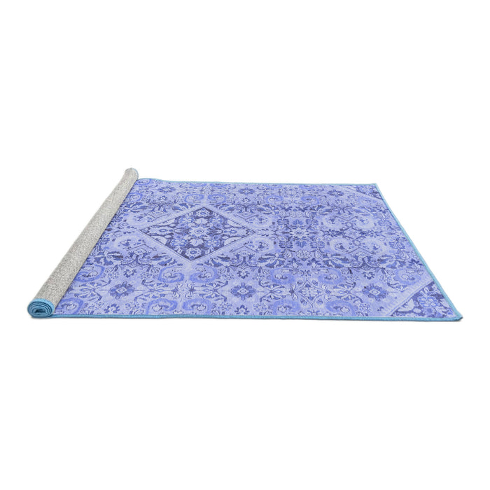 Sideview of Machine Washable Abstract Blue Modern Rug, wshabs2127blu