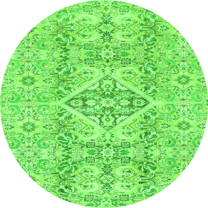Round Abstract Green Modern Rug, abs2127grn