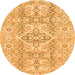 Round Machine Washable Abstract Orange Modern Area Rugs, wshabs2127org