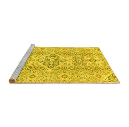 Sideview of Machine Washable Abstract Yellow Modern Rug, wshabs2127yw