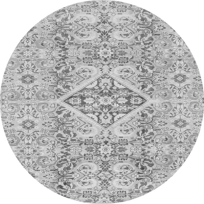 Round Machine Washable Abstract Gray Modern Rug, wshabs2127gry