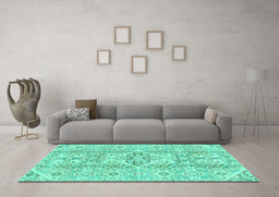 Machine Washable Abstract Turquoise Modern Area Rugs in a Living Room,, wshabs2127turq