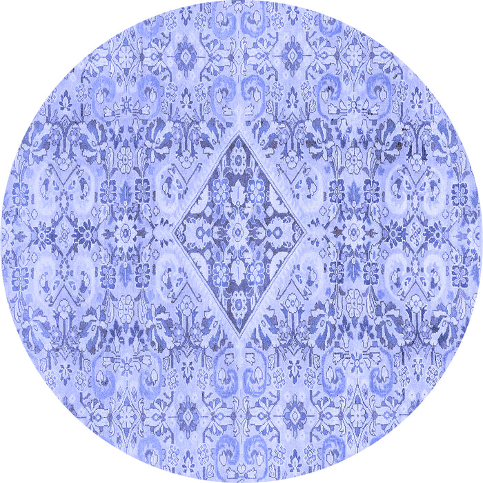 Round Abstract Blue Modern Rug, abs2127blu