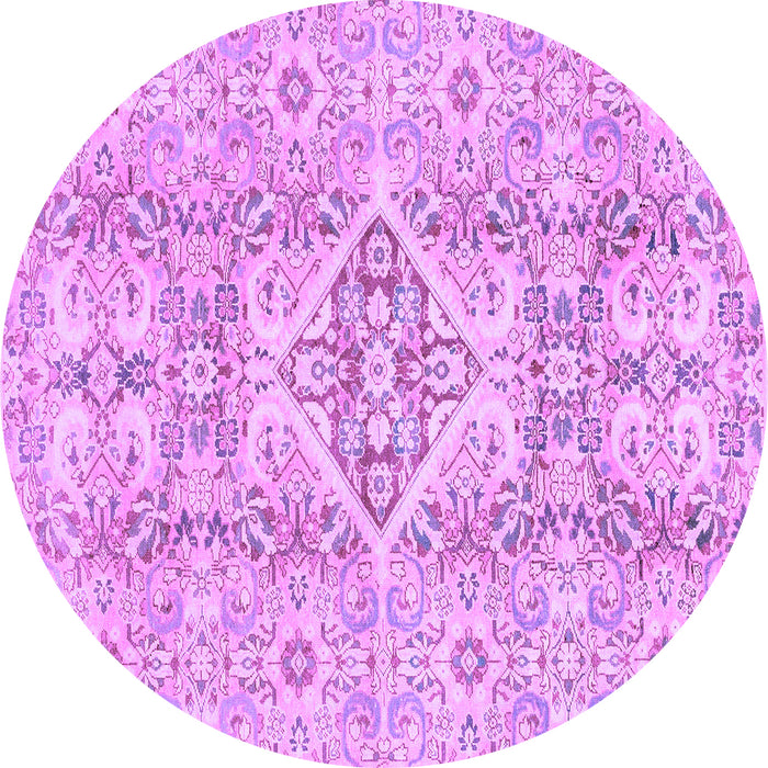 Round Abstract Purple Modern Rug, abs2127pur