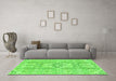 Machine Washable Abstract Green Modern Area Rugs in a Living Room,, wshabs2127grn