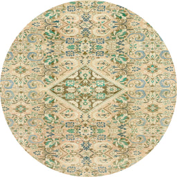 Round Abstract Copper Green Modern Rug, abs2127