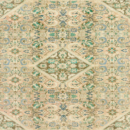 Square Abstract Copper Green Modern Rug, abs2127