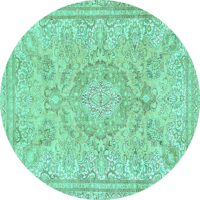 Round Abstract Turquoise Modern Rug, abs2128turq