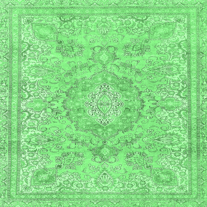 Square Machine Washable Abstract Emerald Green Modern Area Rugs, wshabs2128emgrn