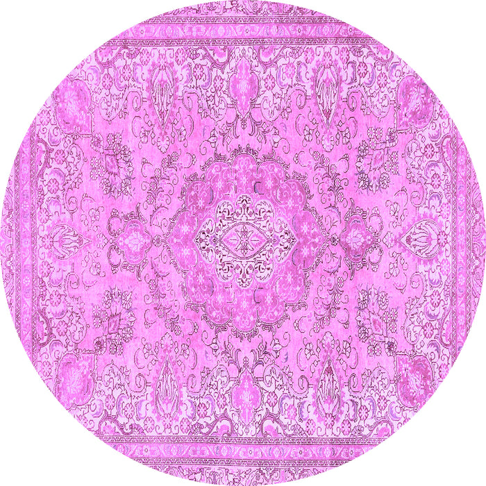 Round Machine Washable Abstract Purple Modern Area Rugs, wshabs2128pur