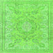 Square Machine Washable Abstract Green Modern Area Rugs, wshabs2128grn