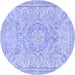 Round Machine Washable Abstract Blue Modern Rug, wshabs2128blu