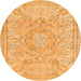 Round Machine Washable Abstract Orange Modern Area Rugs, wshabs2128org