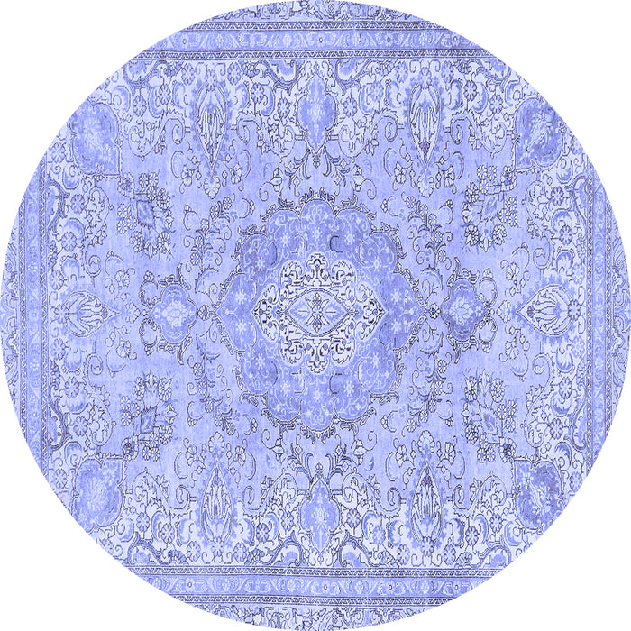 Round Abstract Blue Modern Rug, abs2128blu