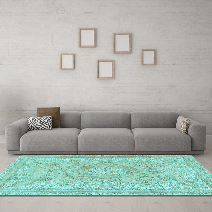 Machine Washable Abstract Light Blue Modern Rug in a Living Room, wshabs2128lblu