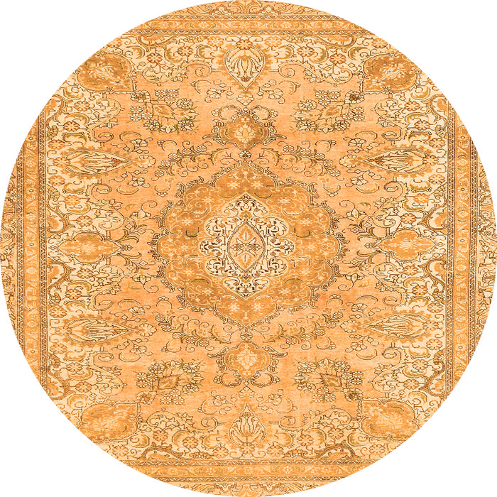 Round Abstract Orange Modern Rug, abs2128org
