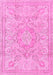 Machine Washable Abstract Pink Modern Rug, wshabs2128pnk