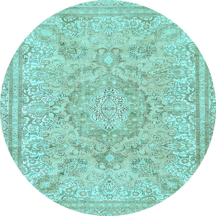 Round Abstract Light Blue Modern Rug, abs2128lblu