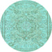 Round Abstract Light Blue Modern Rug, abs2128lblu