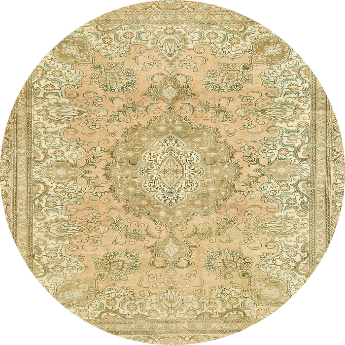 Round Abstract Brown Gold Modern Rug, abs2128