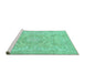 Sideview of Machine Washable Abstract Turquoise Modern Area Rugs, wshabs2128turq