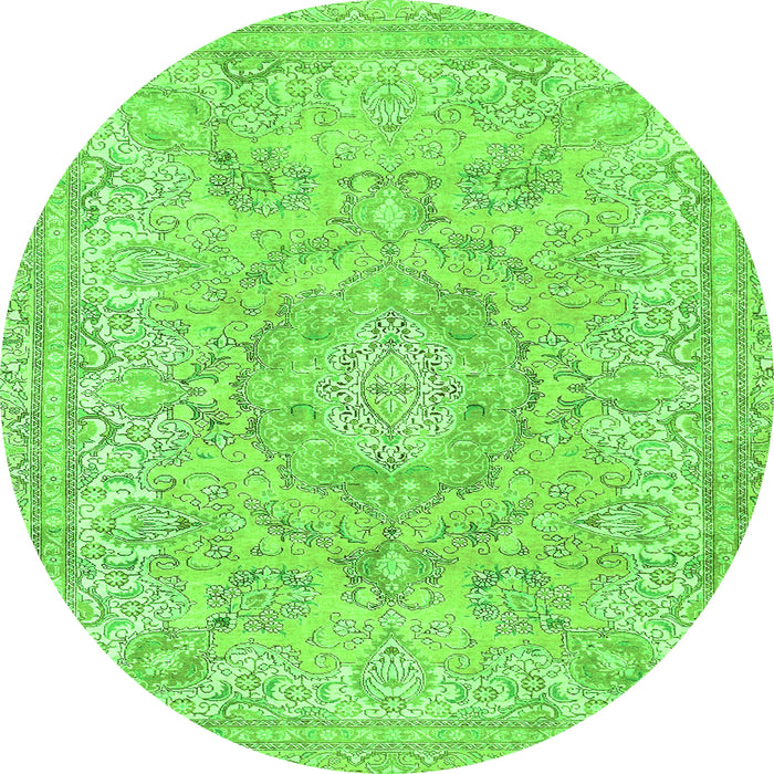 Round Abstract Green Modern Rug, abs2128grn