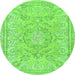 Round Abstract Green Modern Rug, abs2128grn