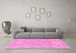 Machine Washable Abstract Pink Modern Rug in a Living Room, wshabs2128pnk