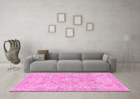 Machine Washable Abstract Pink Modern Rug, wshabs2128pnk