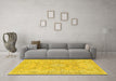 Machine Washable Abstract Yellow Modern Rug in a Living Room, wshabs2128yw