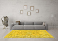 Machine Washable Abstract Yellow Modern Rug, wshabs2128yw