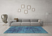 Machine Washable Abstract Turquoise Modern Area Rugs in a Living Room,, wshabs2129turq