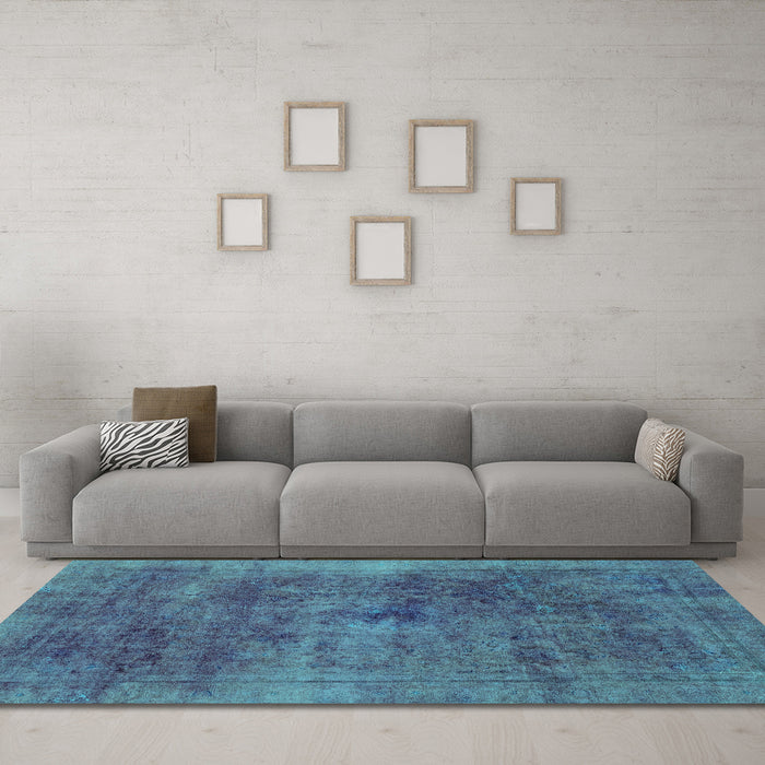 Machine Washable Abstract Turquoise Modern Area Rugs in a Living Room,, wshabs2129turq