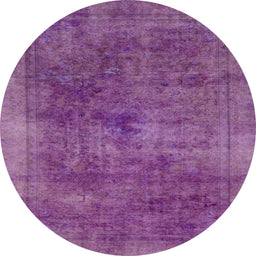 Round Machine Washable Abstract Orchid Purple Rug, wshabs2129