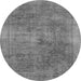 Round Machine Washable Abstract Gray Modern Rug, wshabs2129gry