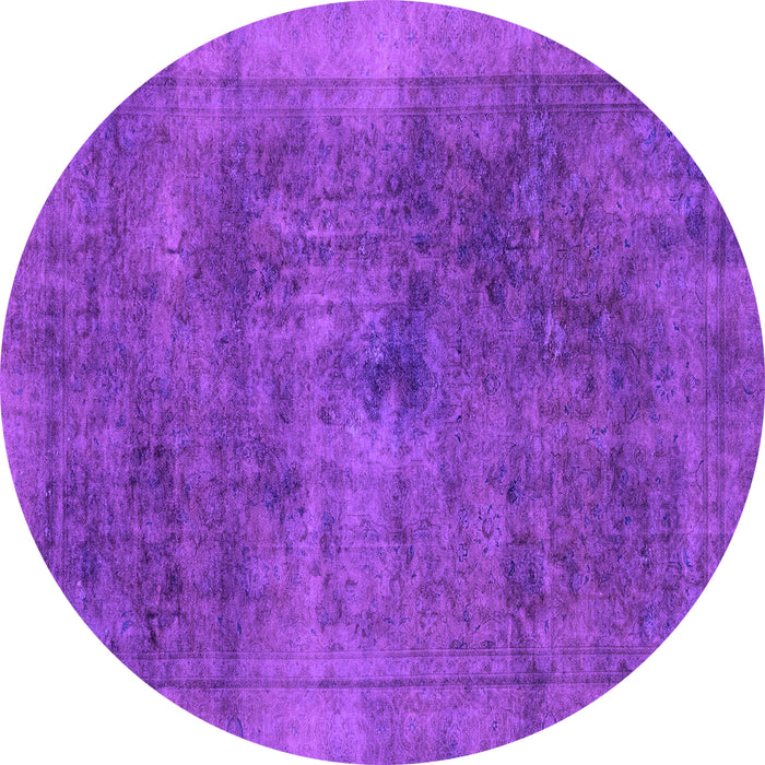 Round Machine Washable Abstract Purple Modern Area Rugs, wshabs2129pur