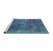 Sideview of Machine Washable Abstract Turquoise Modern Area Rugs, wshabs2129turq